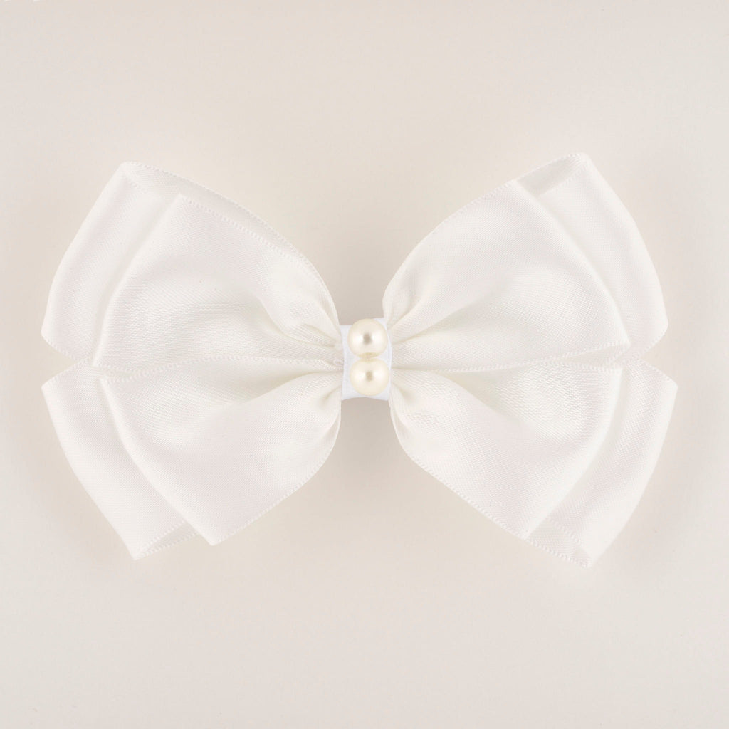 Ocean Baby Pearl Embellished Bow - White