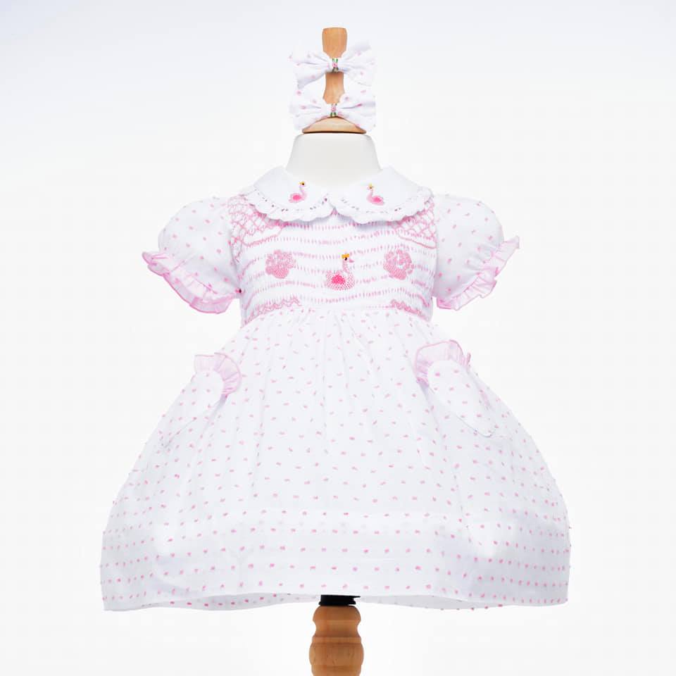 smocked swan dress