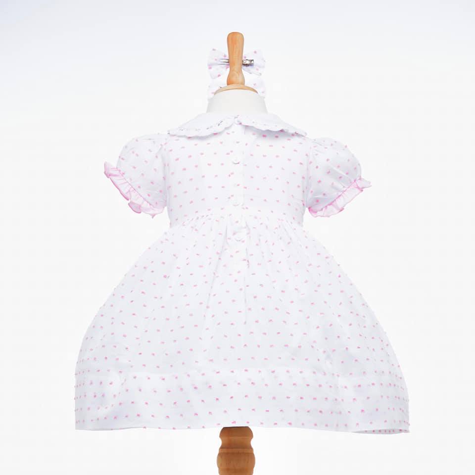 smocked swiss dot baby dress