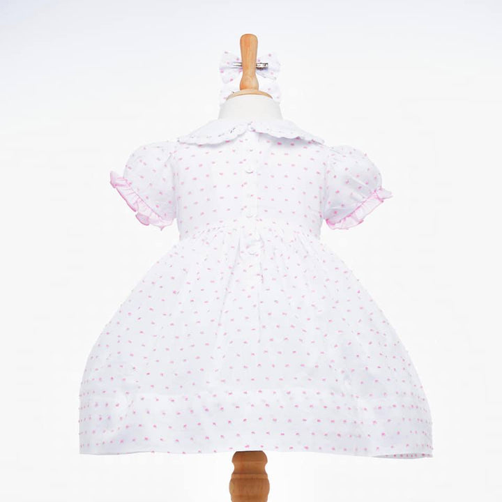 smocked swiss dot baby dress