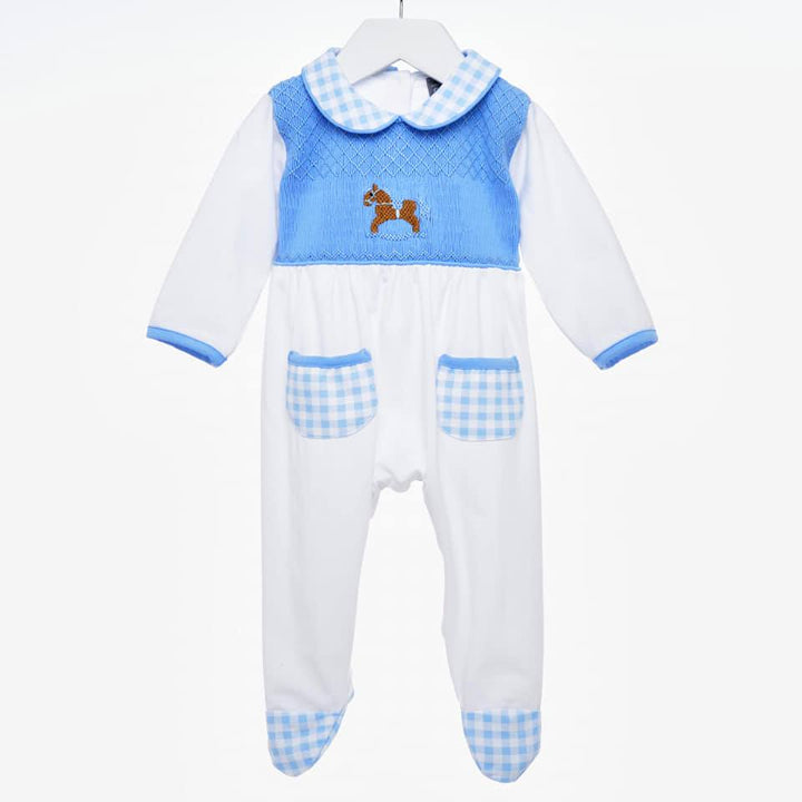 Smocked rocking horse romper 
