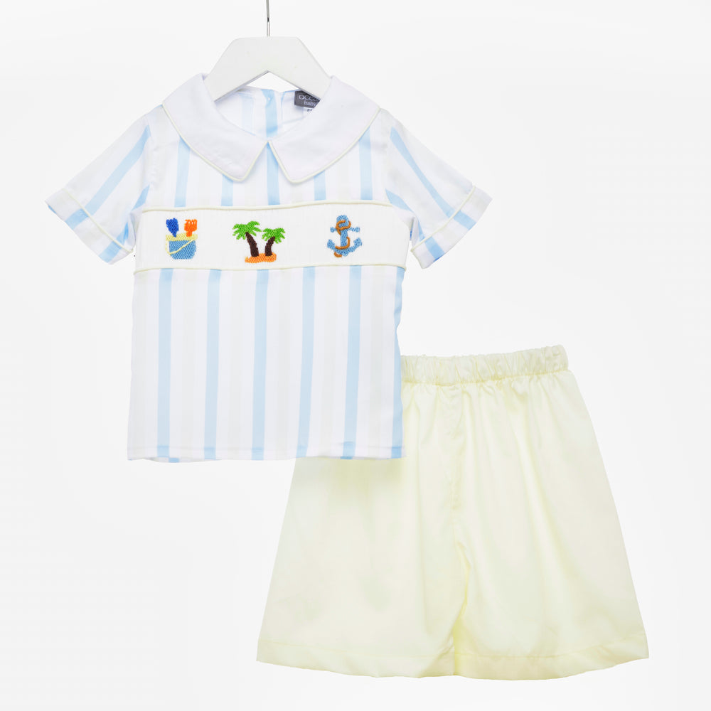 baby boys summer sets boys two piece smocked sets