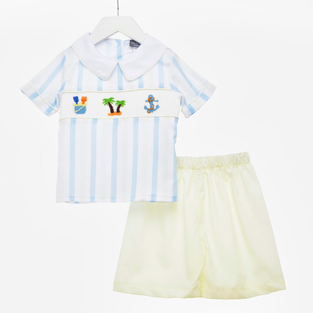 baby boys summer sets boys two piece smocked sets