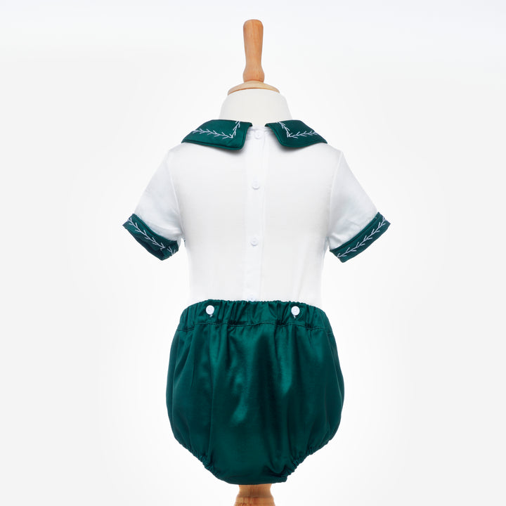 smocked boys suit emerald