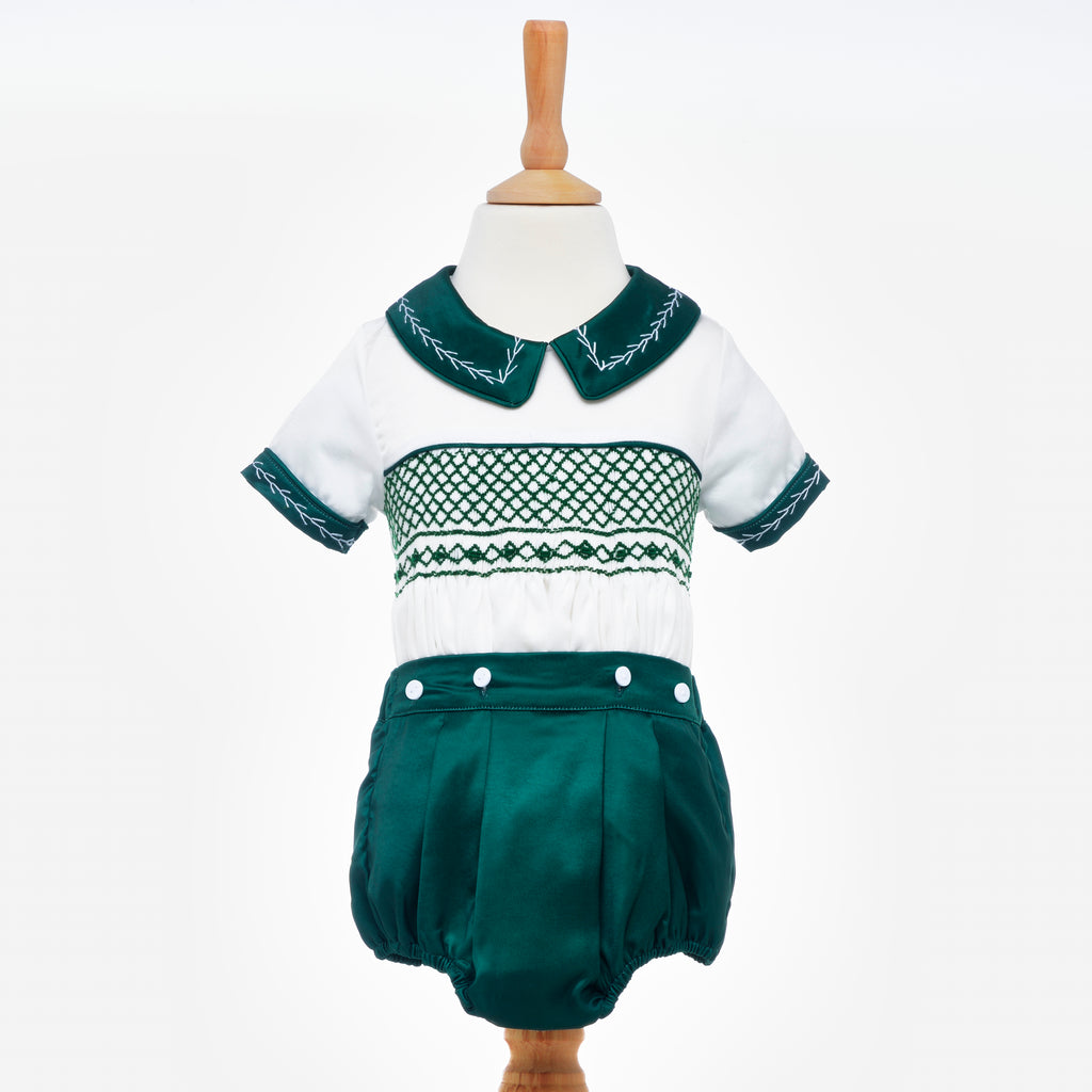 smocked emerald buster suit