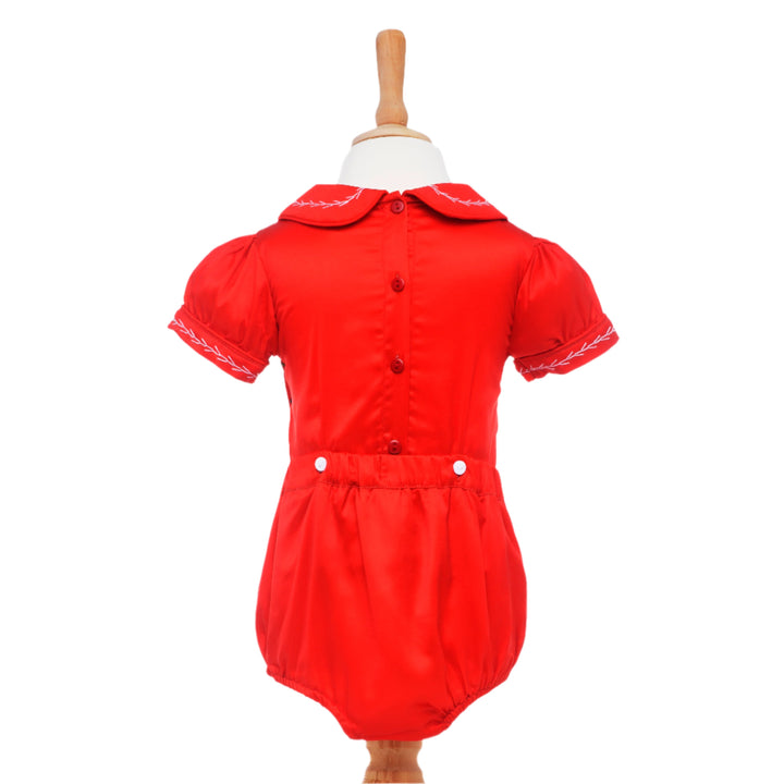 red baby boys smocked suit