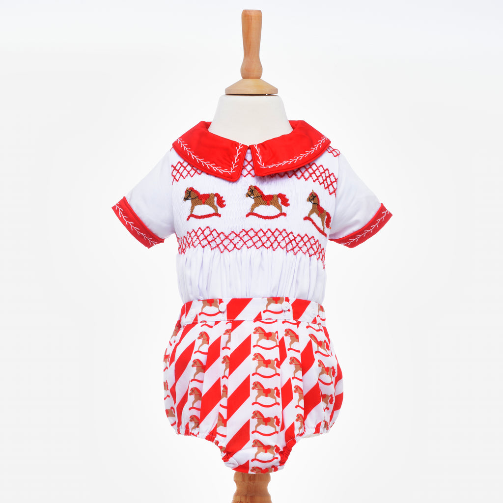 baby boys smocked outfit smocked rocking horse baby wear