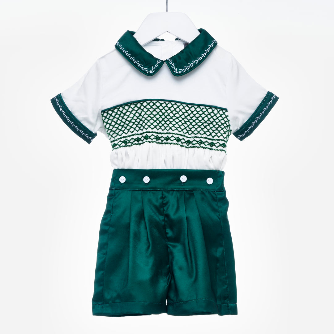emerald smocked baby outfit boys smocked outfit