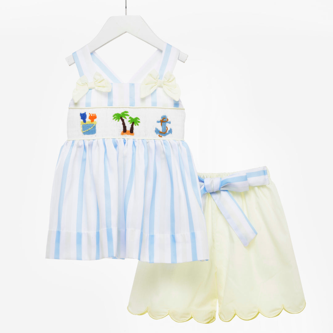 Girls smocked two piece set girls summer smocked wear