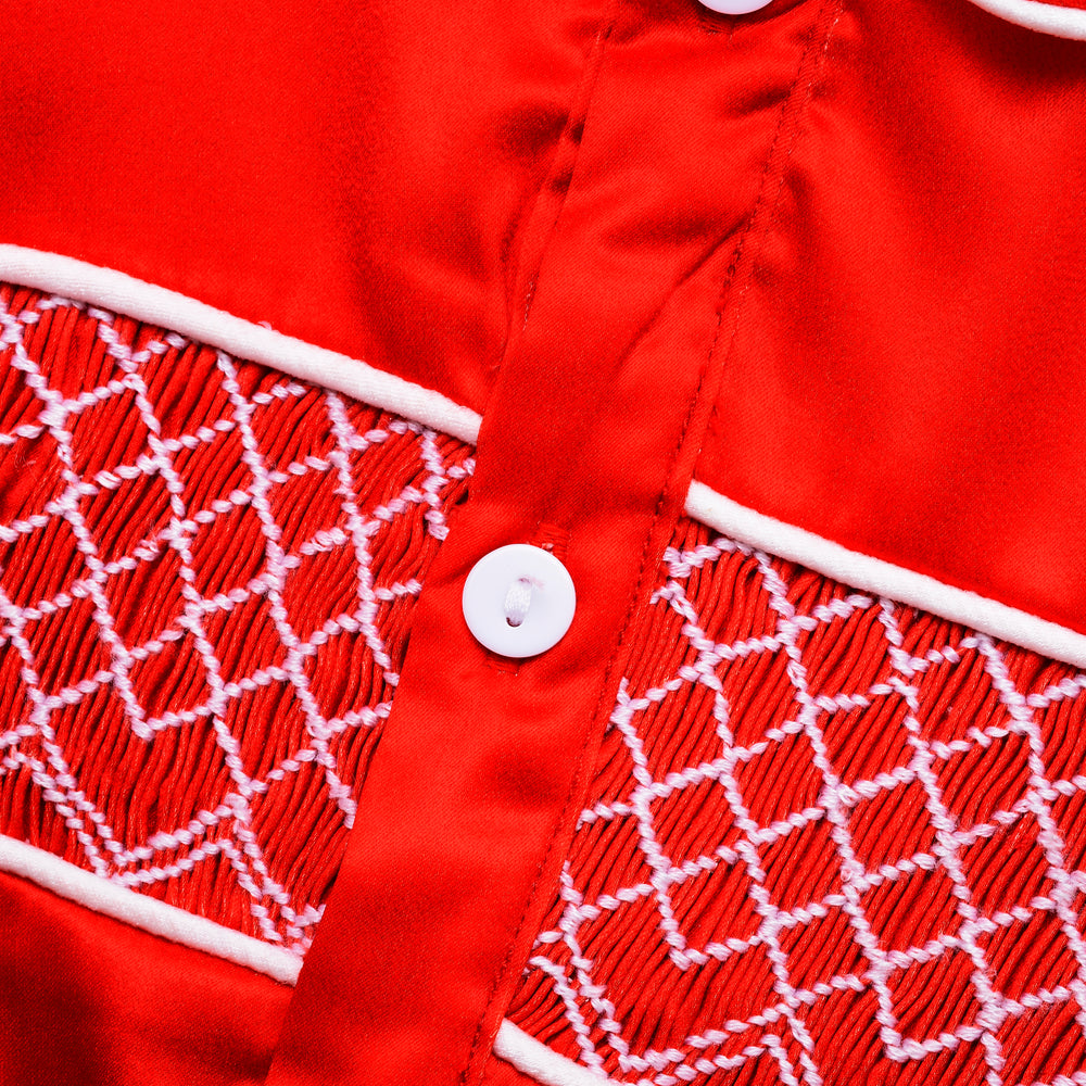 red satin baby pjs smocked baby pjs