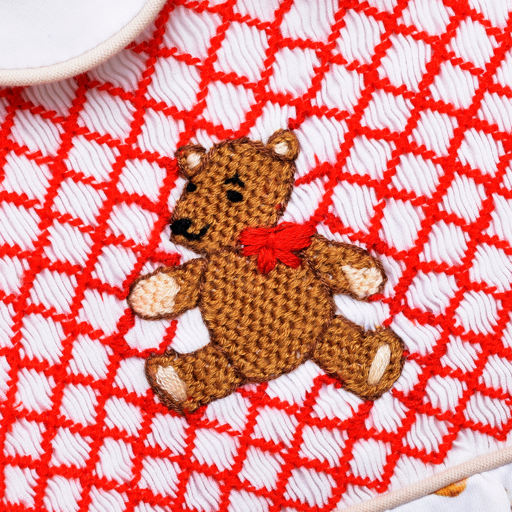 smocked baby boys sleepsuit