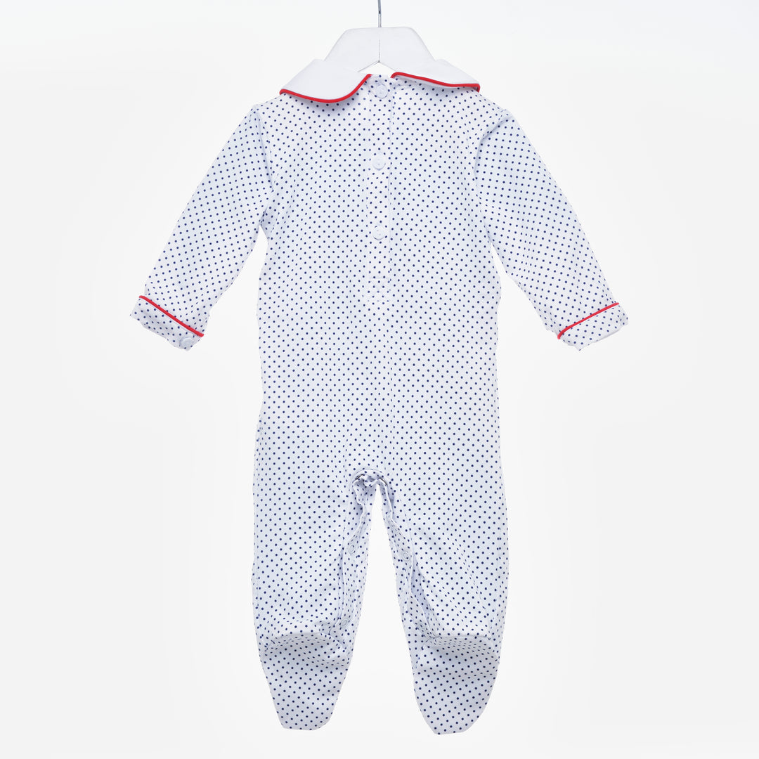 smocked baby boys sleepsuit