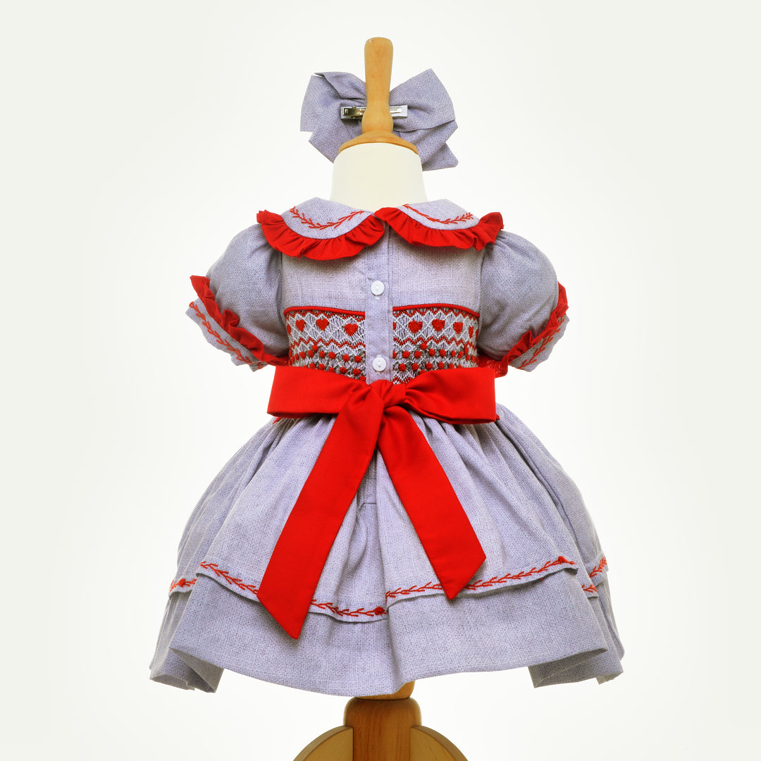 grey smocked baby dress