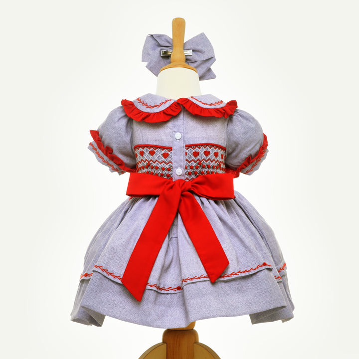 grey smocked baby dress