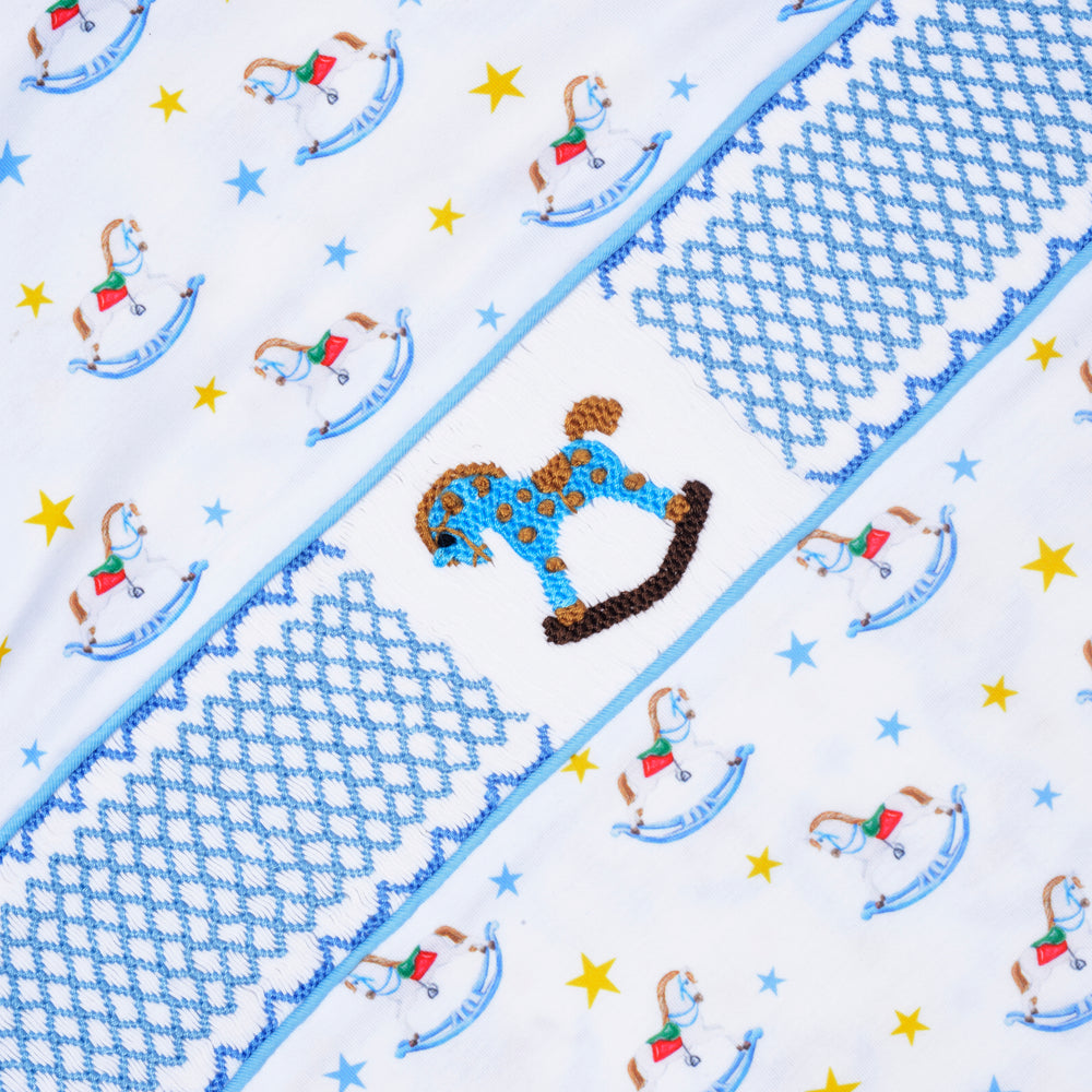 smocked baby blanket rocking horse