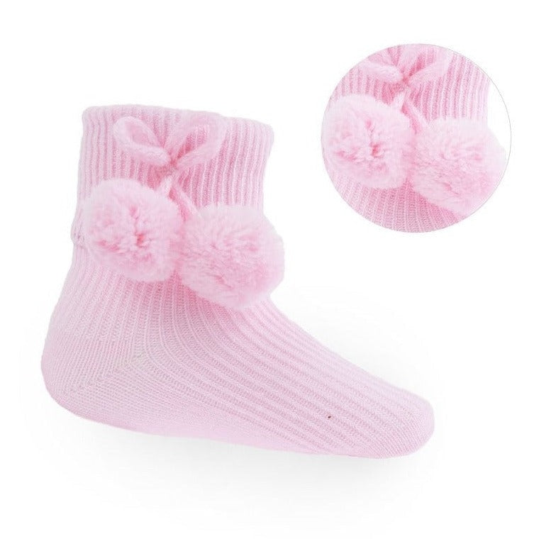 baby pink soft touch pom pom socks pink