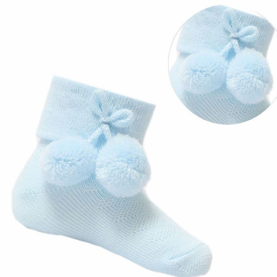 ankle baby socks pom pom