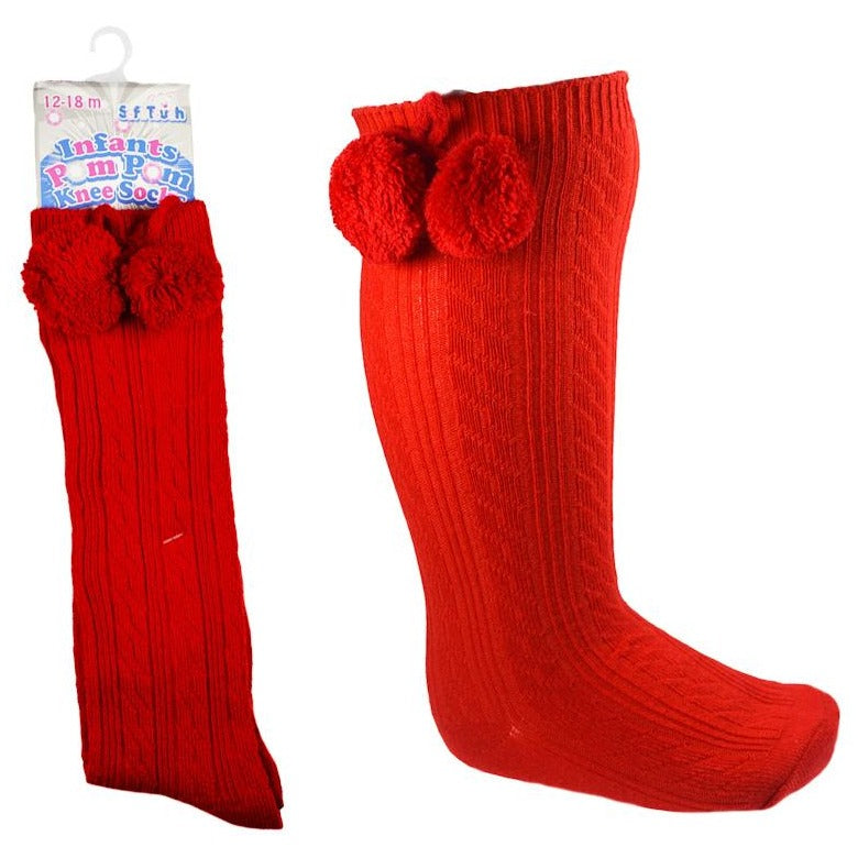 red pom pom socks baby 