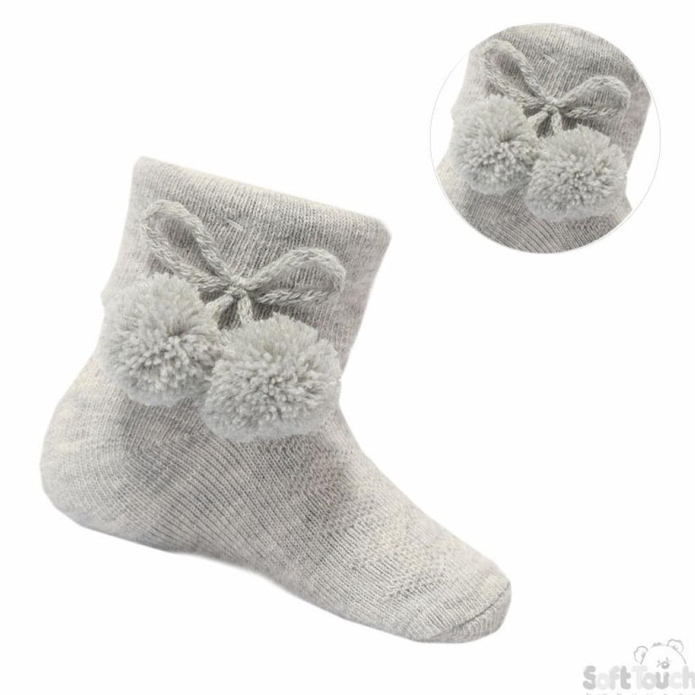 grey baby pom pom socks 