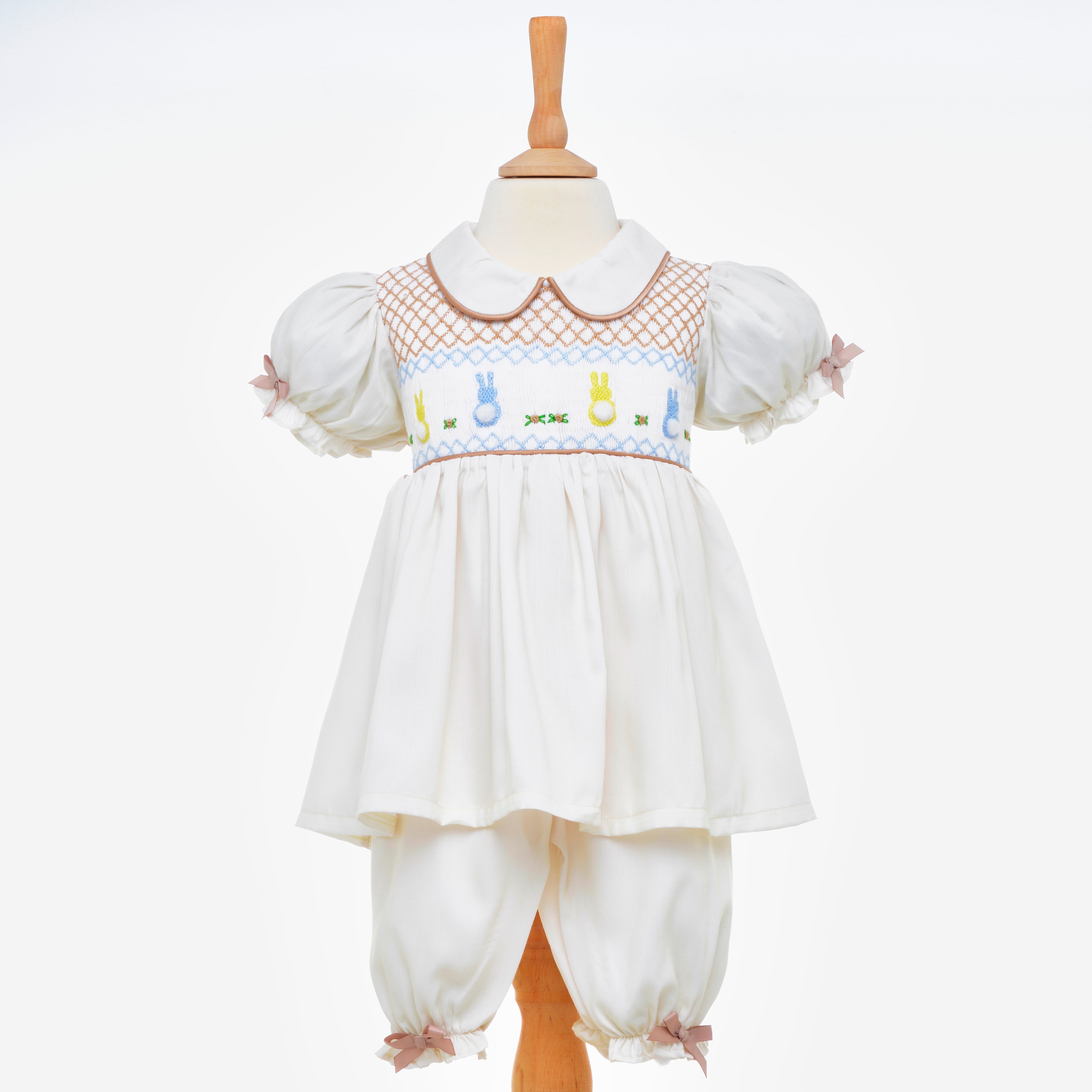 Ocean Baby Girls Cream Pale Lemon Smocked Bunny Themed Pyjamas 3M 6Yr Ocean Baby Limited