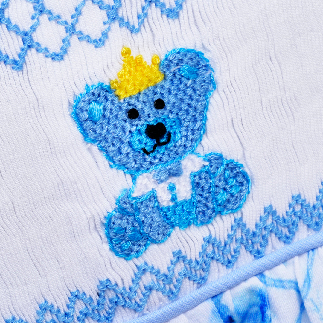 smocked baby sleepsuit 