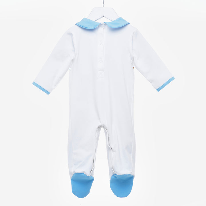 smocked baby boys sleepsuit