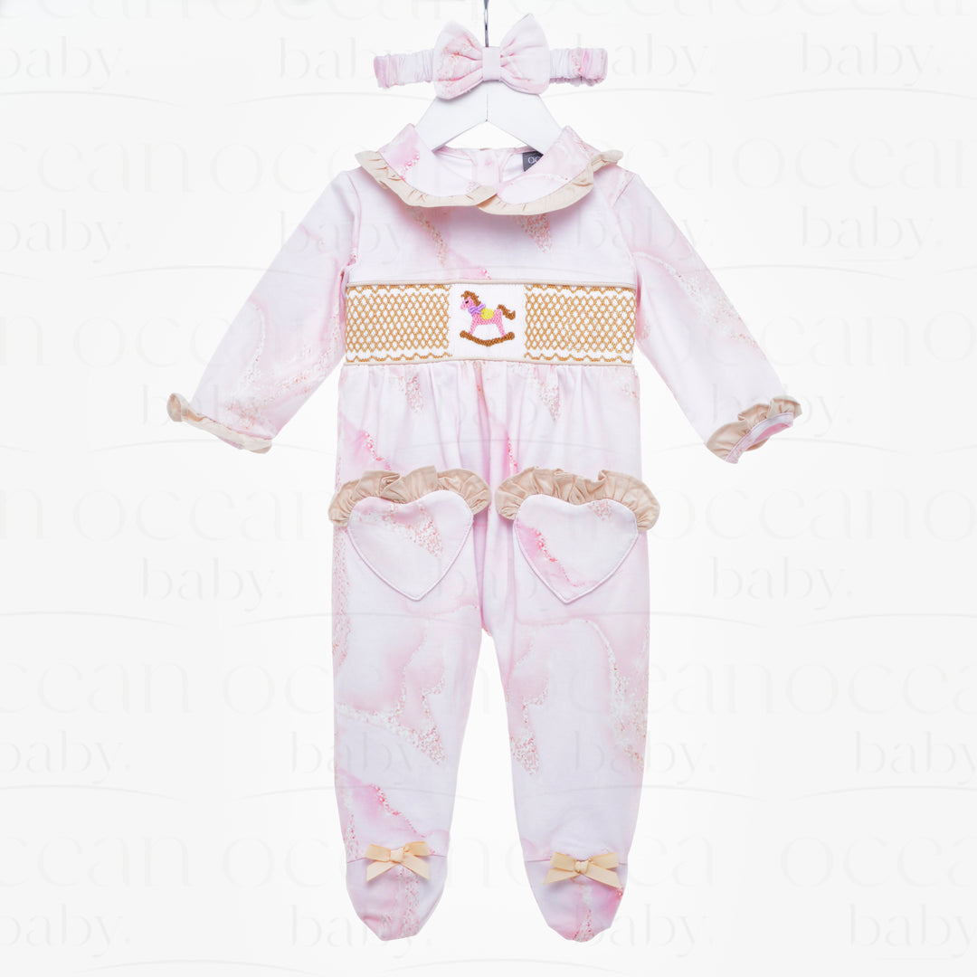 Smocked baby girls sleepsuit sets 