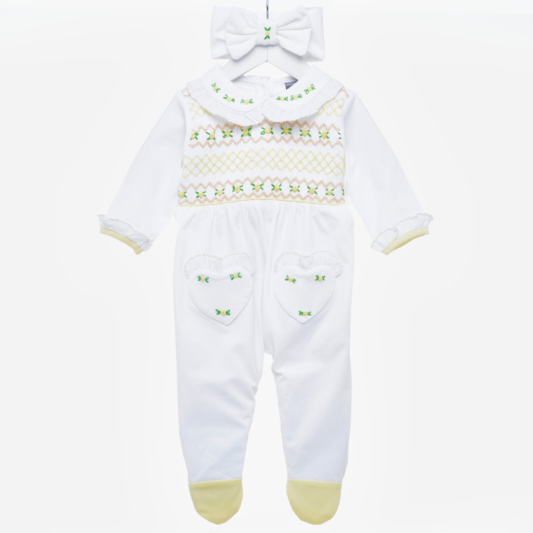 smocked sleepsuit
