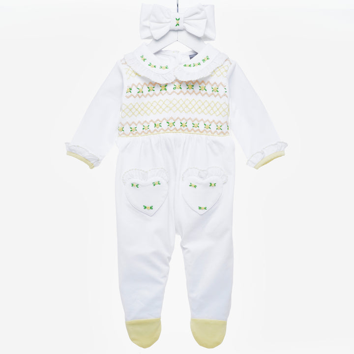 smocked sleepsuit