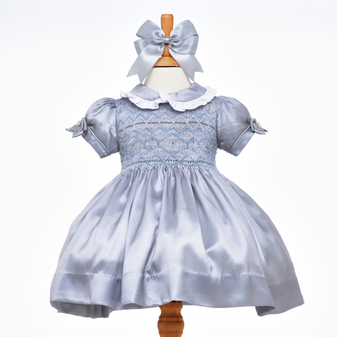 Smocked Girls Satin Dress