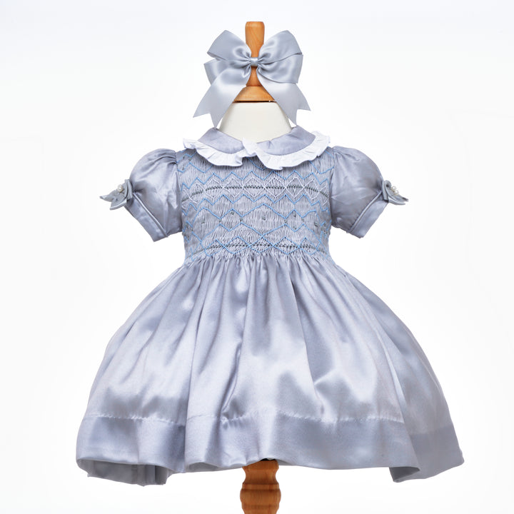 Smocked Girls Satin Dress