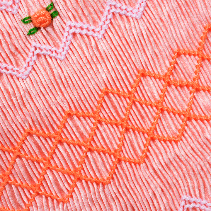 smocked peach dress 