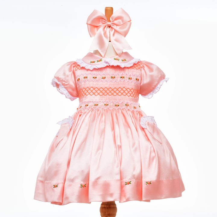 peach smocked girls dresses 