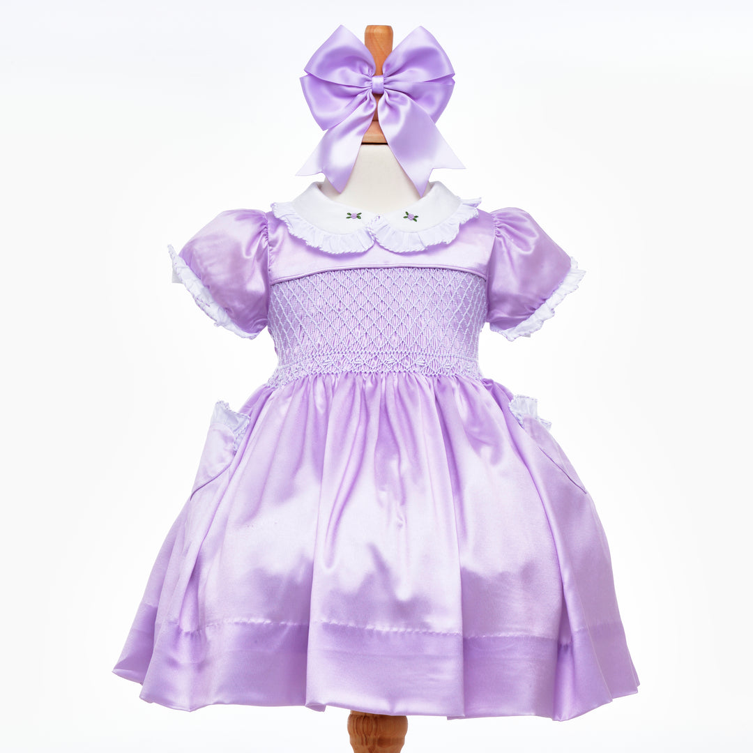 Smocked lilac baby dress
