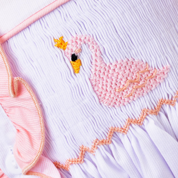 smocked swan themed girls set