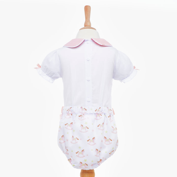 Ocean Baby Girls Rocking Horse Smocked Buster Suit Set (3M-4Yrs)