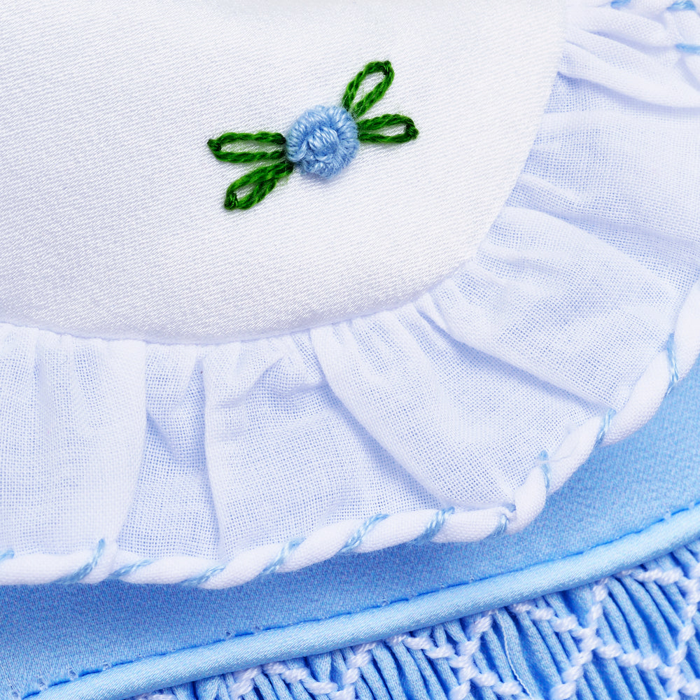 blue smocked girls dress