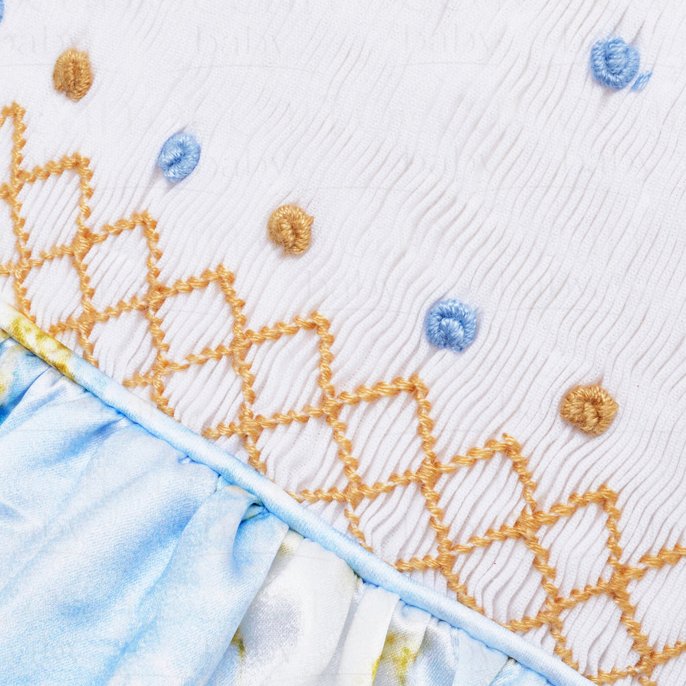 smocked baby dress blue