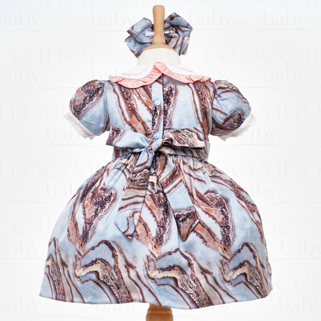 marble smocked baby dress