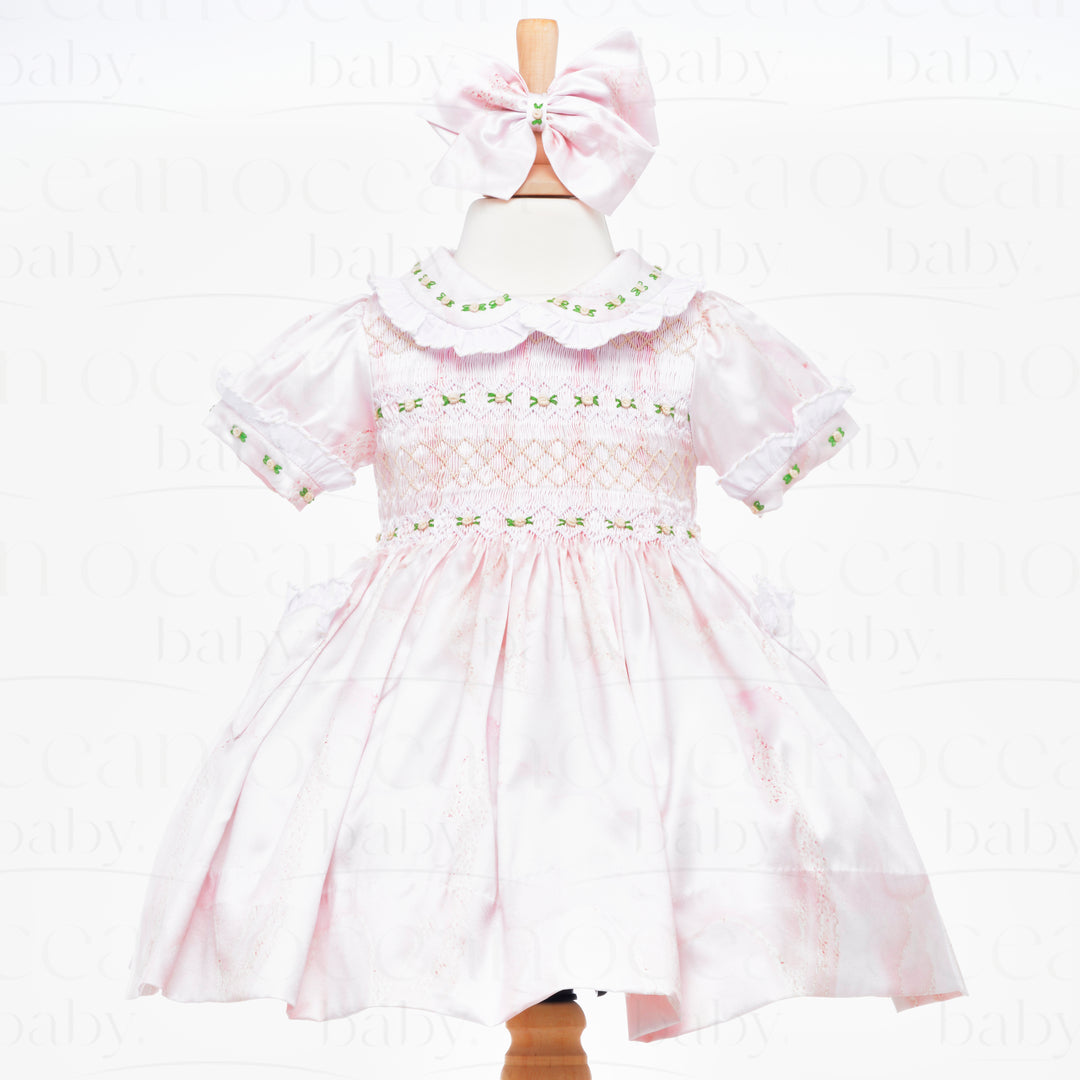 girls pink smocked dress