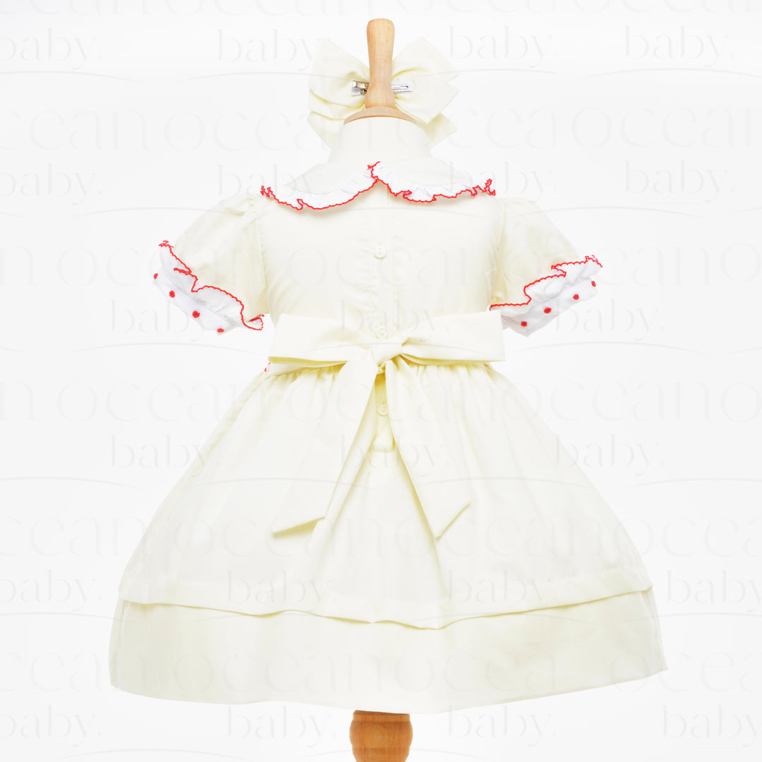 cream smocked girls dress baby cream dress
