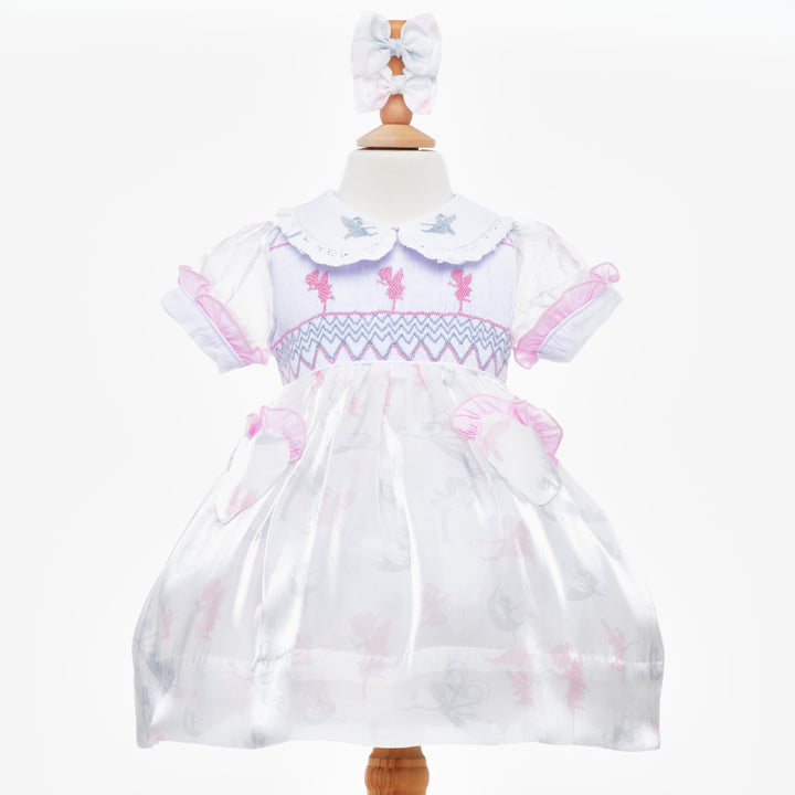 smocked baby girls organza dress 