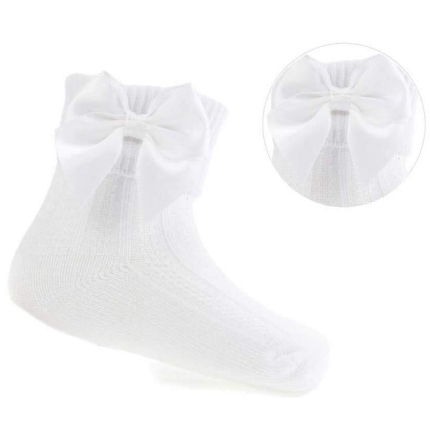 white baby bow socks 