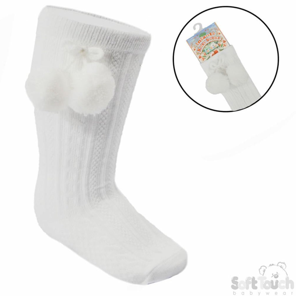 knee high white baby socks 