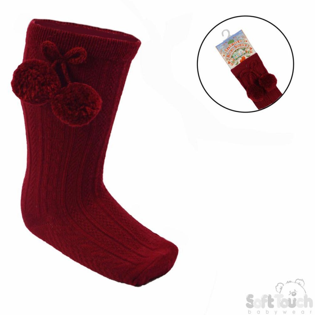 knee high baby socks maroon